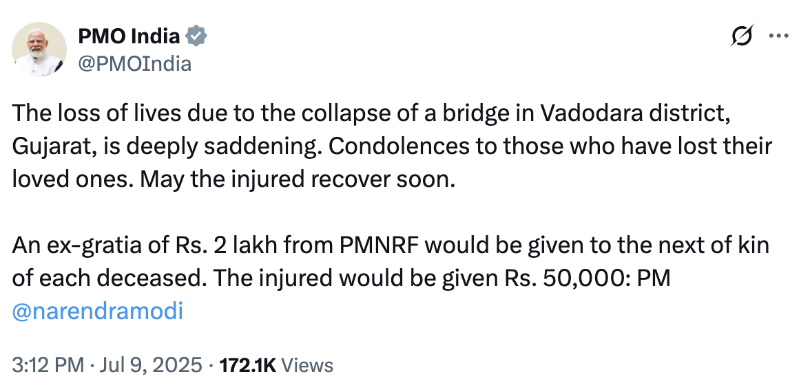 india gambhira bridge collapse